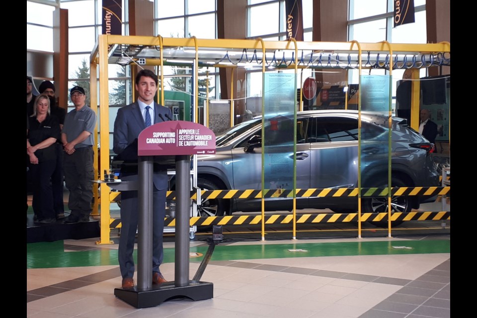 Prime Minister Justin Trudeau was on hand for the announcement on April 29, 2019. The Cambridge Toyota plant will start producing the latest Lexus NX crossover models in 2022. Aastha Shetty/KitchenerToday