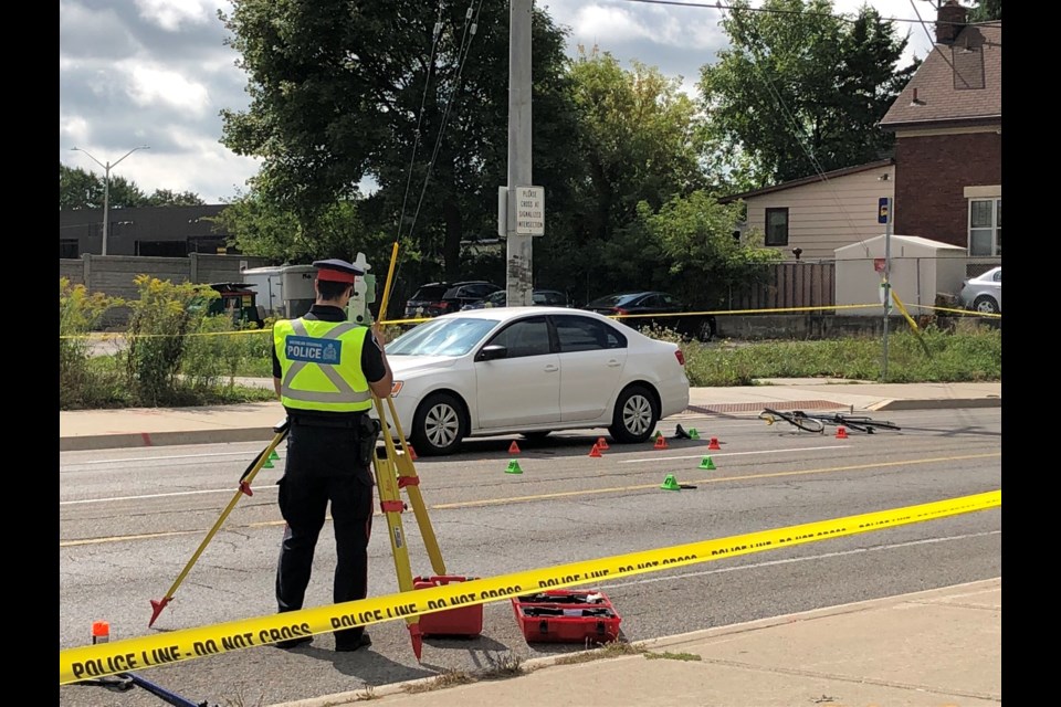 A man has been seriously hurt in a crash on Victoria Street in Kitchener (Sept. 9, 2019). Ben Eppel/KitchenerToday
