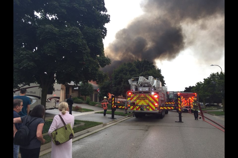 Fire on Sprucedale Crescent in Kitchener August 22, 2018. Phi Doan/KitchenerToday