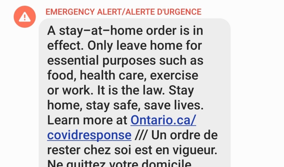 Emergency alert stay-at-home order