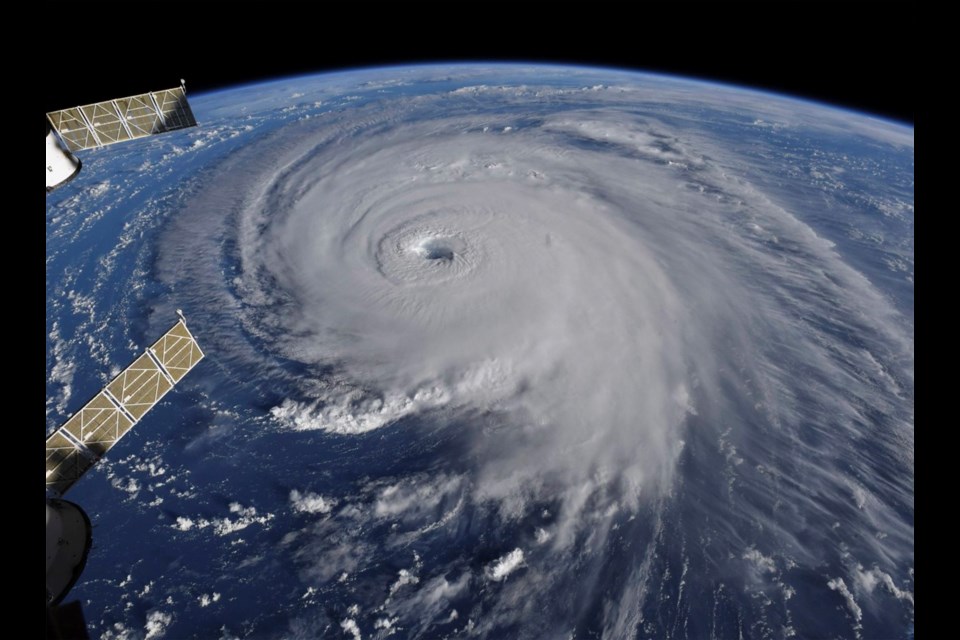 This image provided by NASA shows Hurricane Florence from the International Space Station on Wednesday, Sept. 12, 2018, as it threatens the U.S. East Coast. (NASA via AP)