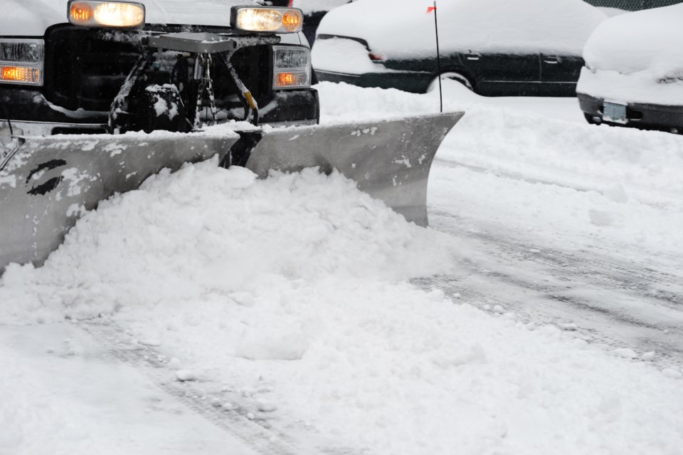 Truck clearing snow