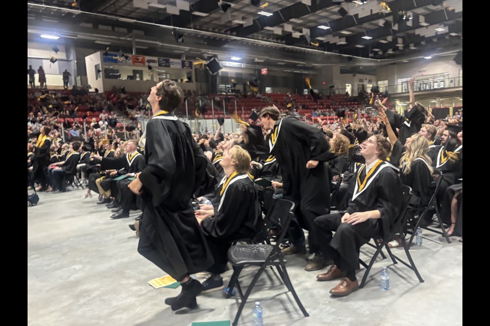 The Cold Lake High School class of 2025 was glad to throw their caps in the air at the end of their graduation.

Photo/ Chantel Downes