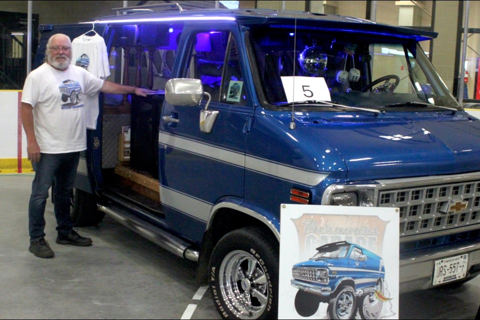 Alan Webster, a classic vehicle enthusiast from the Lac La Biche area, stands next to the 1981 Chevy GT that was also featured at last year’s Summer Days Ethos Show and Shine. The van, which Webster and his wife travel in, has a fully furnished interior complete with a sound system, TV, and other amenities. Chris McGarry photo. 