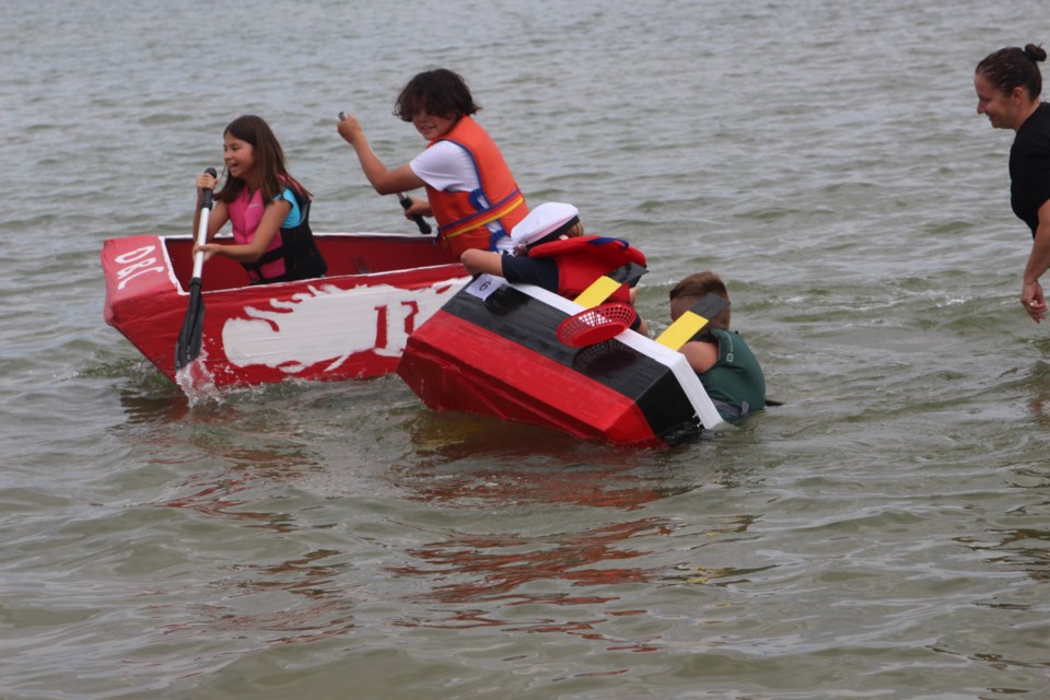 The titanic was one of the cardboard boats at the Aqua Days event.