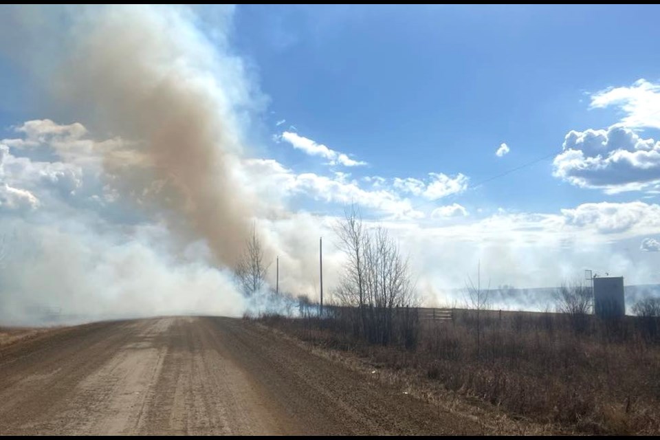 Smoke from a controlled burn that took place on the cultural grounds in Beaver Lake Cree Nation in early April, 2024. Shane Bair photo. 