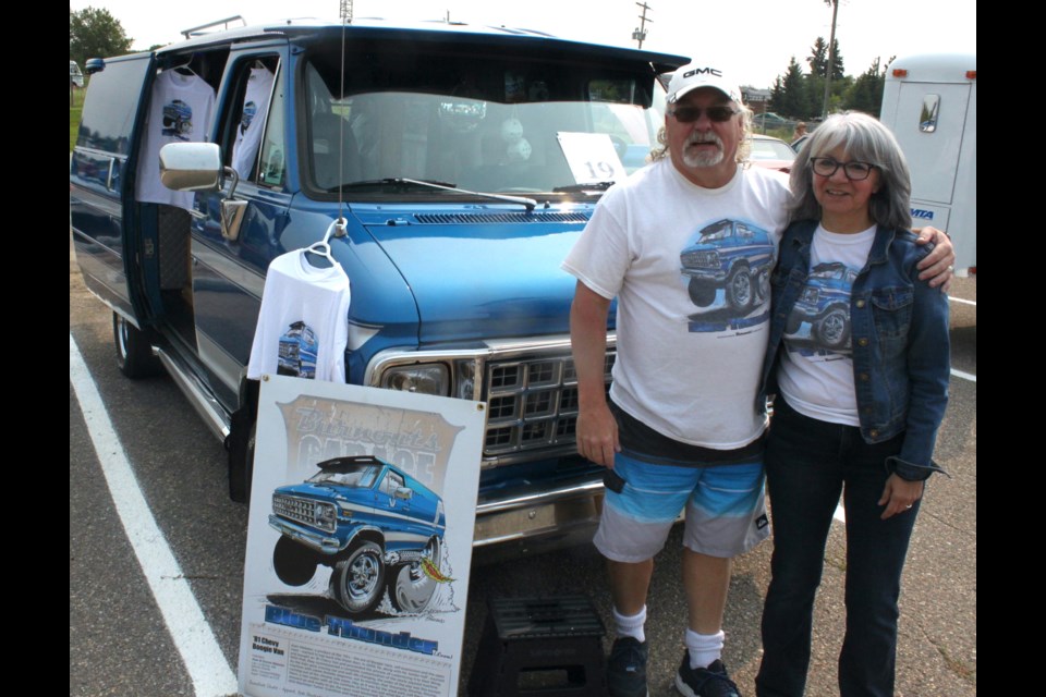 Allan and Donna Webster of Lac La Biche entered their prized 1981 GT Chevy Shorty, which they nicknamed ‘Blue Thunder’ into the third annual Ethos Show and Shine, which took place Saturday in the parking lot of Aurora Middle School as part of Lac La Biche Summer Days. Chris McGarry photo.