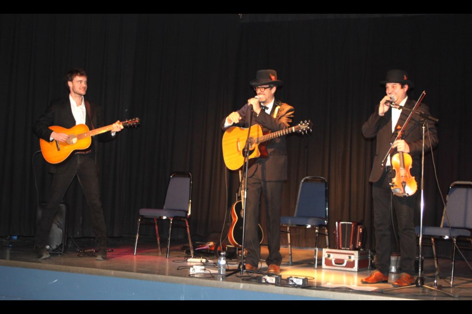 Brayden Gates, Roger Dallaire and Daniel Gervais provided musical entertainment for the 2024 Plamondon Harvest Festival. Chris McGarry photo. 