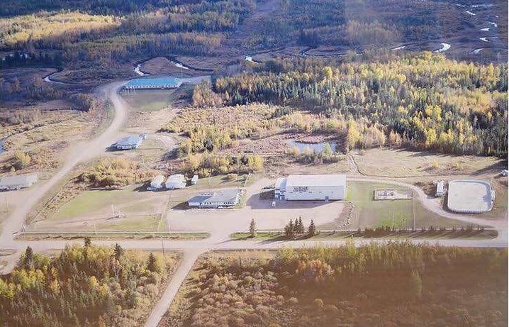 An aerial shot of future Buffalo Lake Métis Settlement school site in the community. Photo supplied. 