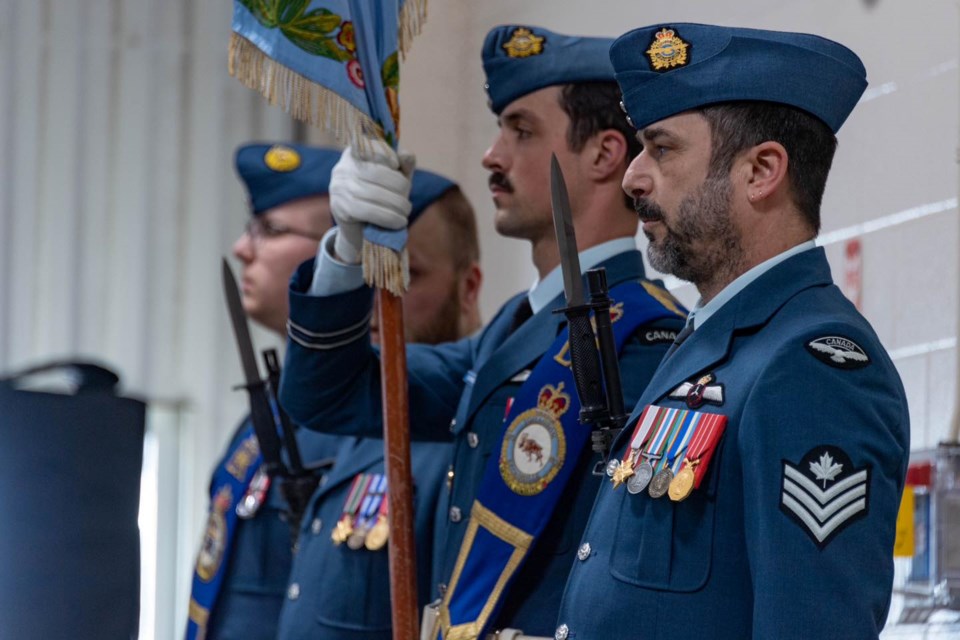 Members of the Squadron and 4 wing pay tribute to the cessation during the ceremony.