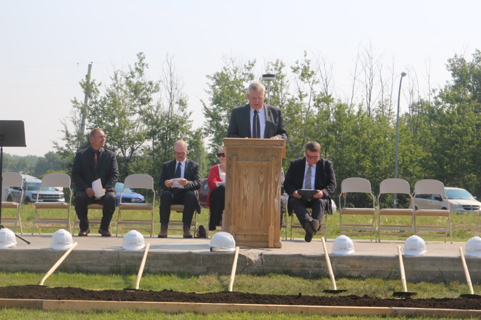 The community of Cherry Grove came to the groundbreaking ceremony for the new church and listened to Bishop Steve Wille reflect on the importance of the day.