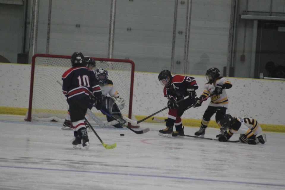 The Lac La Biche U11 Clippers in a game against Athabasca on Sunday. Chris McGarry photo. 