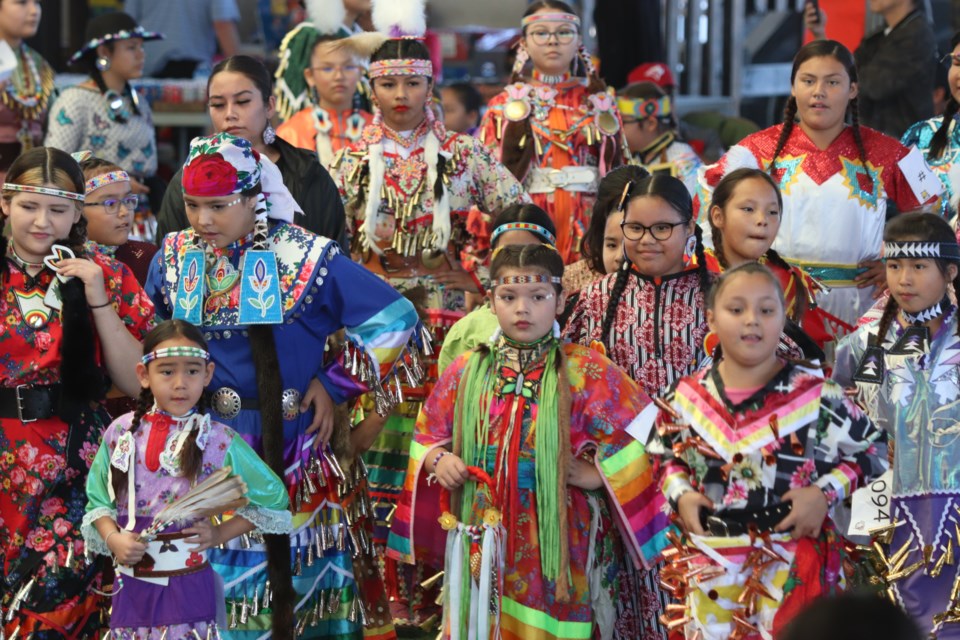 A day of dancing and music filled the Saddle Lake Arbour during the Traditional School Pow-wow on Sept. 28 to honour the National Truth and Reconciliation Day and Orange Shirt Day.