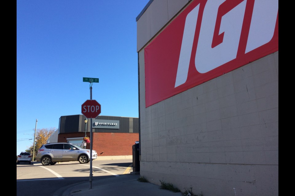 The current IGA store has been part of the downtown landscape for decades. Across the street, now a cannabis retailer, the location housed Hamar's hardware and grocery store for more than 60 years.      Image: Rob McKinley