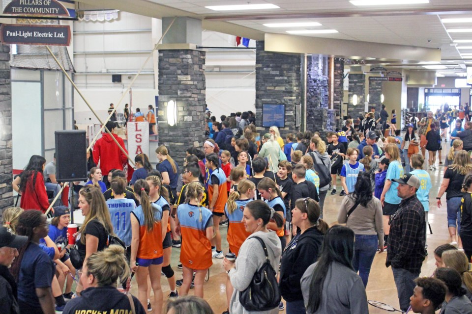 The Bold Center was a busy place on Saturday as players and fans from two dozen schools across the northeast were in Lac La Biche for the Junior badminton District Championships.