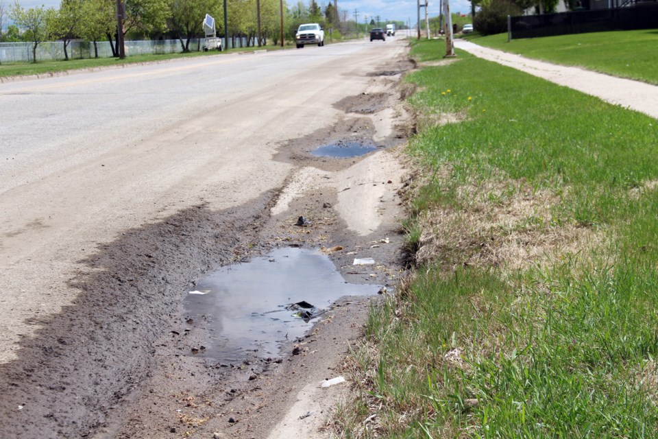 Town of Bonnyville council is making fixing damage on the east end of main street a priority. Photo by Robynne Henry. 