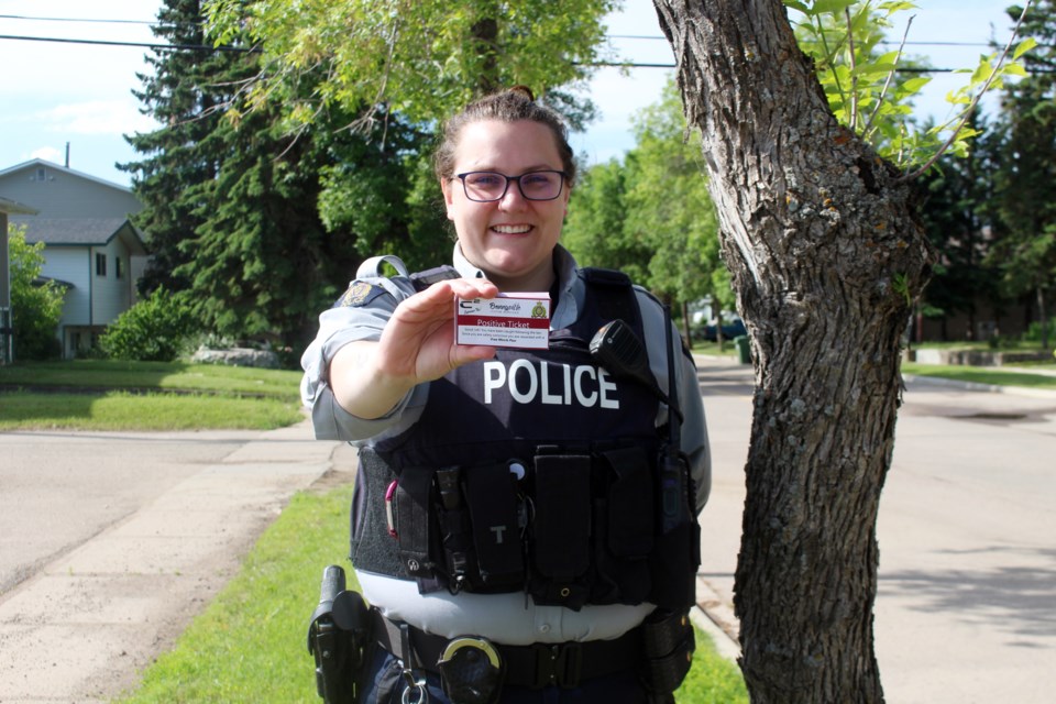 Bonnyville Cst. Megan Letang came up the idea for the positive ticket program after having an interaction with a youth last year. Photo by Robynne Henry. 