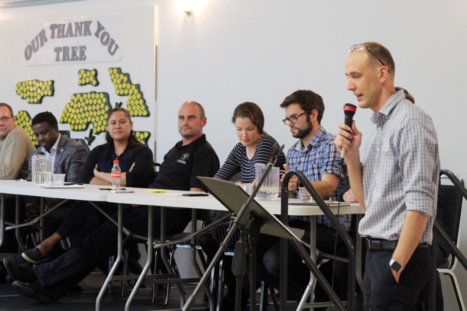 Dr. Hendrik van der Watt was among the physicians from across the region that stepped up to the mic during the rural healthcare forum at the Bonnyville Seniors’ Drop-In Centre on Wednesday, March 11. Photo by Robynne Henry. 