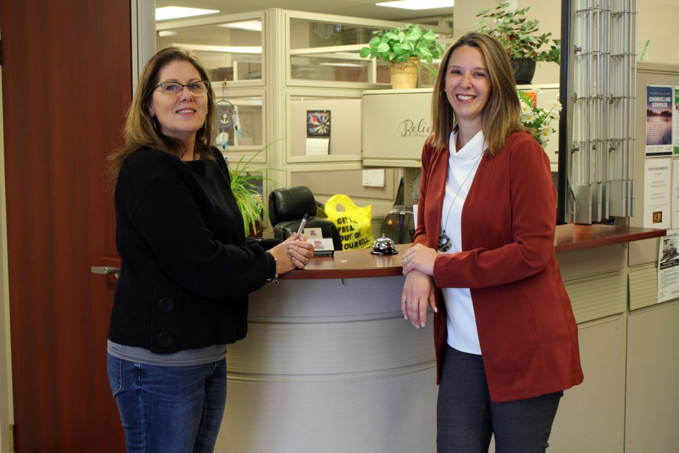 (left to right) Former executive director for the Lakeland Centre for FASD Audrey McFarlane and current executive director Lisa Murphy sat down with the Nouvelle to discuss the changes they’ve seen over the last 20 years. Photo by Robynne Henry. 