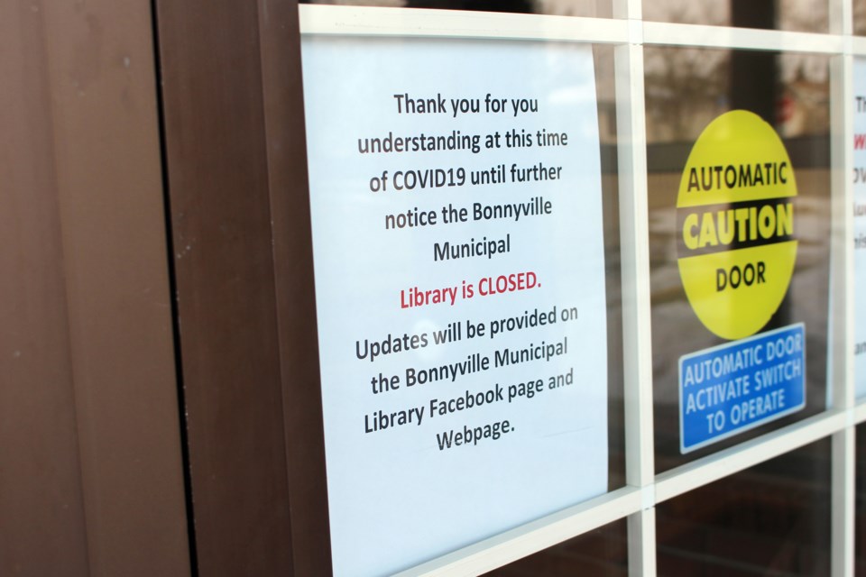 A number of municipal facilities, including the Bonnyville Public Library, closed their doors last week due to the coronavirus. Photo by Robynne Henry. 