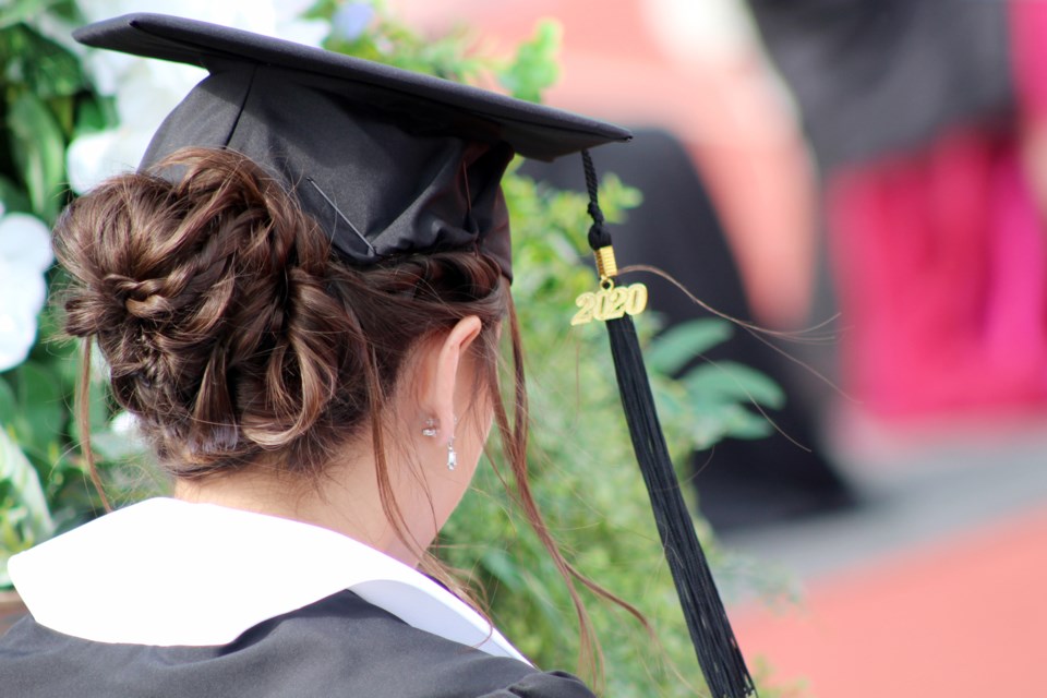 The graduating class from École des Beaux-Lacs hosted their graduation ceremony at Walsh Field on Friday, June 26. Photo by Robynne Henry.