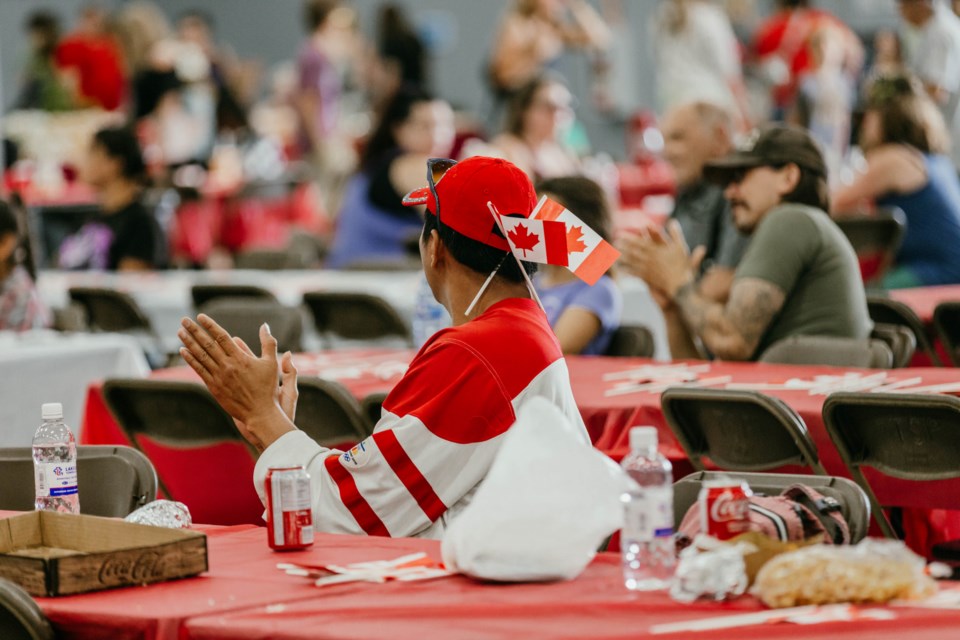 Some attendees at this year's Canada Day celebrations in St. Paul dressed for the occasion. 