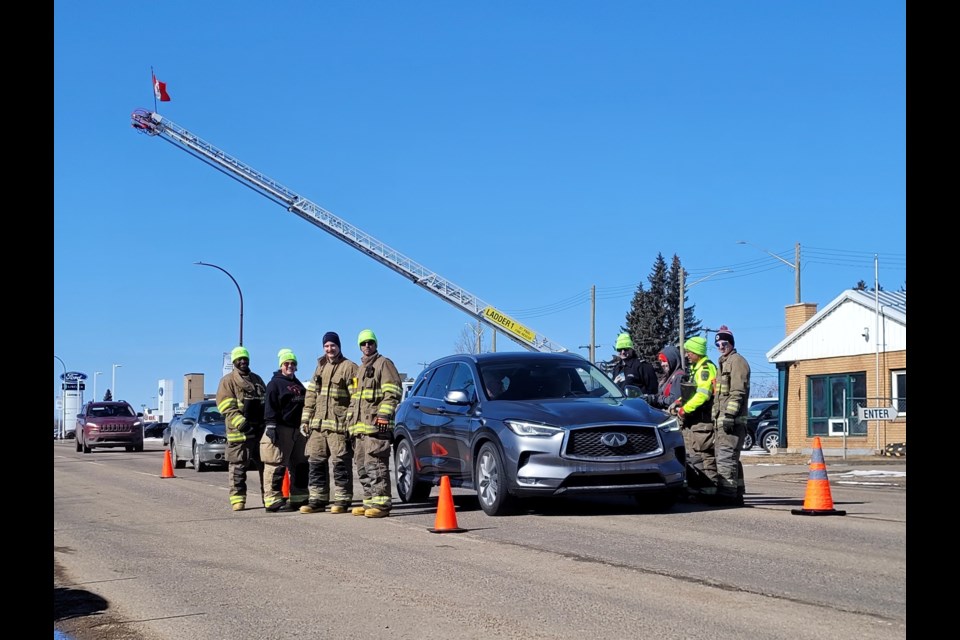 Fire trucks and fire fighters could be seen on St. Paul's main street on March 30, as firefighters collected donations for Muscular Dystrophy Canada.
