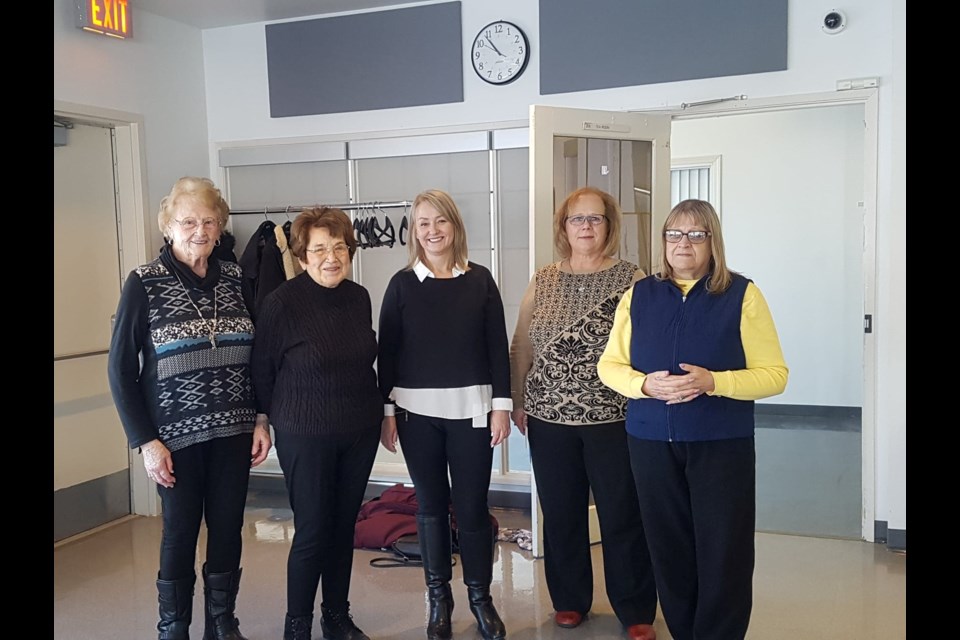 Left to right: Lorraine Bouvier, Anne Lemay, Trish Leduc (Seniors Outreach Worker with F.C.S.S.), Anita Polturak (F.C.S.S. Superviser), Johanne Jeffrey