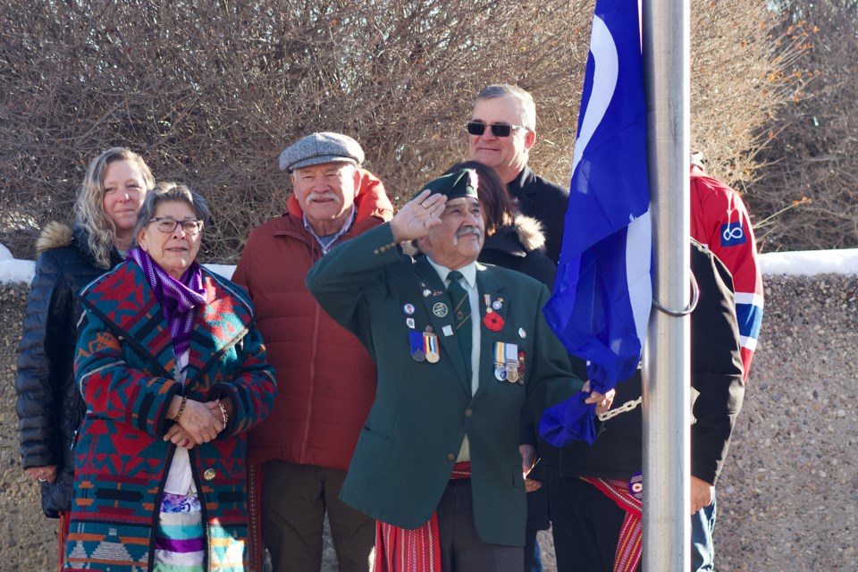 Over two dozen guests participated in a celebration for Métis Week at Portage College on Monday. A flag raising ceremony is kicking off the week.