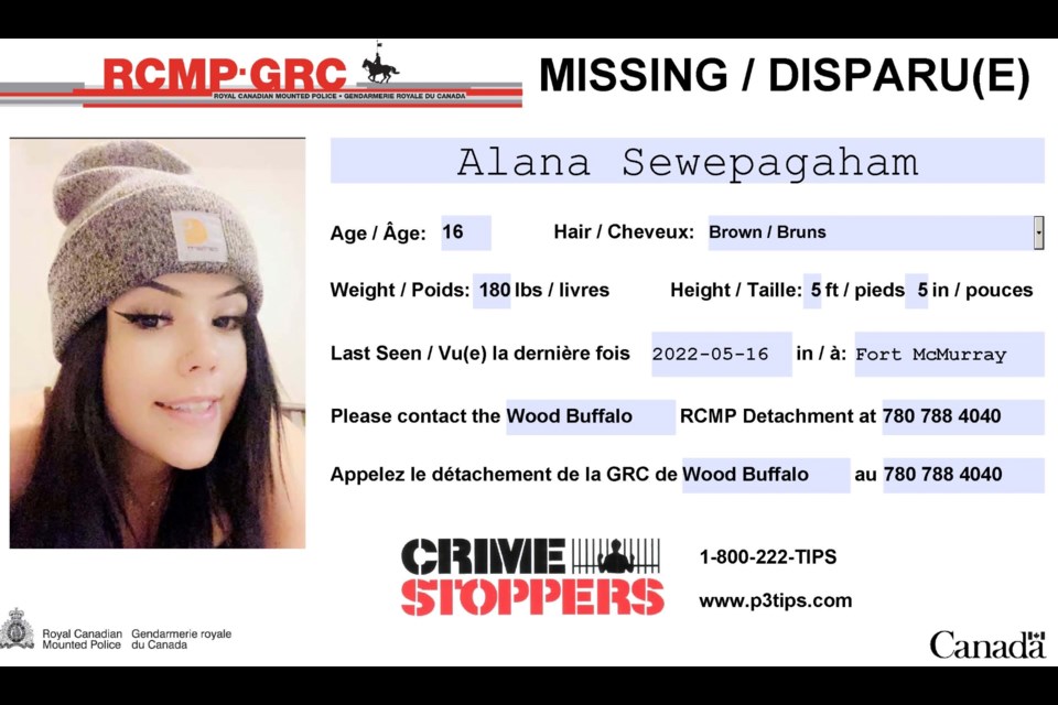 Missing: Alana Sewepagaham has connections to the Lac La Biche area.