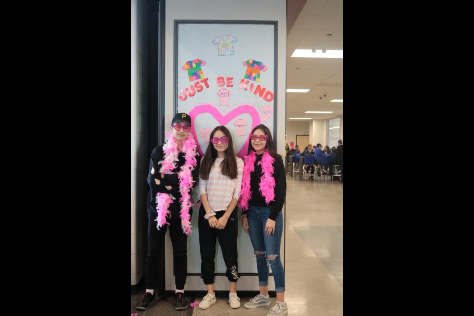 A photo booth at Ashmont School was put together for Pink Shirt Day.