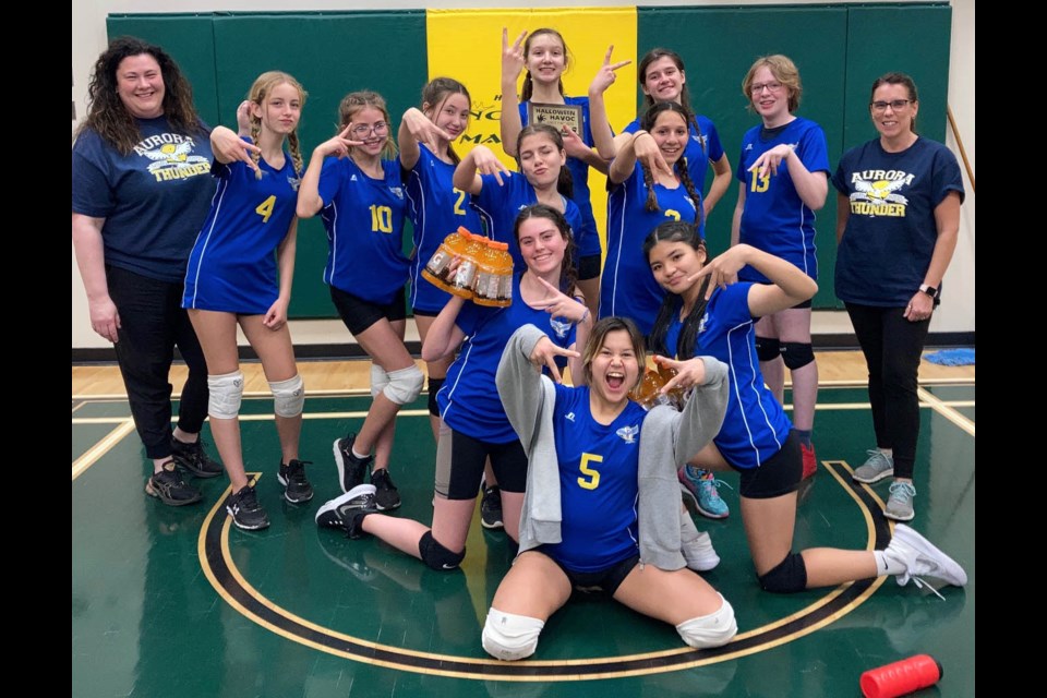 The Aurora Grade 7 and 8 girls team played to a silver finish in the regional Gr. 7-9 tourney hosted in Glendon over the weekend.