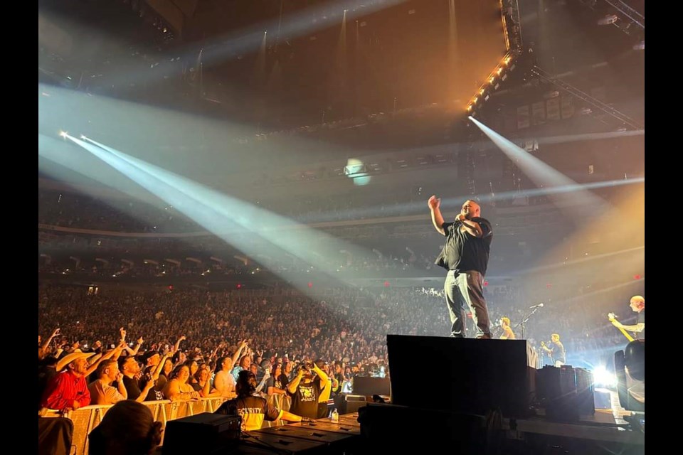 Rockstar: Plamondon's Ben Tredger in front of thousands at the June 25 Nickelback concert at Roger's Place in Edmonton.