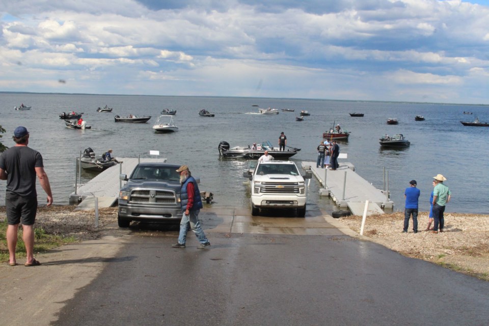 Organizers say more than 150 fisher-folk were on the lake as part of the first Walleye Cup two-day fishing derby. 