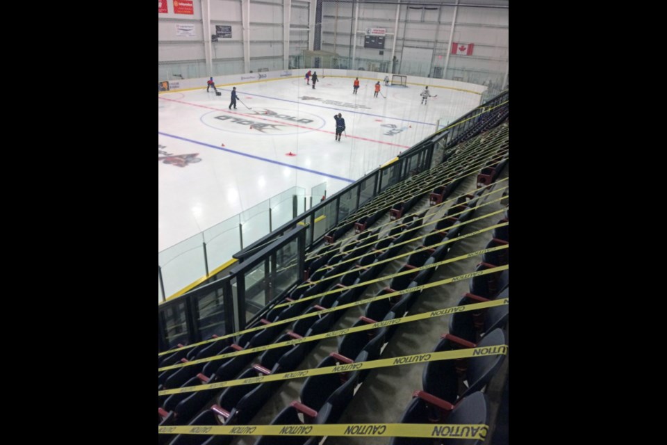 There have been a lot of changes — and continued changes — to this coming hockey season for hundreds of area athletes. Rinks are now open, but social distancing and other COVID protocols are in place. Spectator seating at Lac La Biche's Bold Center rinks continues to be restricted. Hockey registration deadline is Sept. 12.      Photo: Rob McKinley