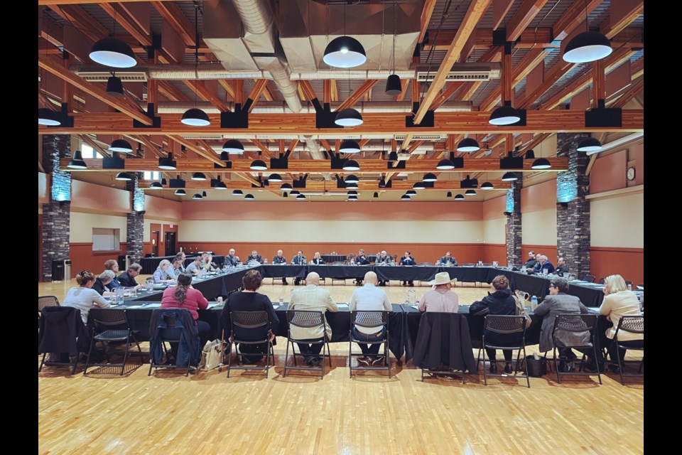 A large table inside the Community Room at Lac La Biche's Bold Center was where the work got done for the community leaders from northeastern Alberta communities.