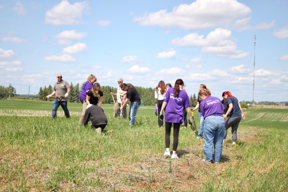 Representatives from Imperial Oil came to get plant trees for their collaborative Imperial Oil Goal for Trees Program with the Bonnyville Jr. Pontiacs.