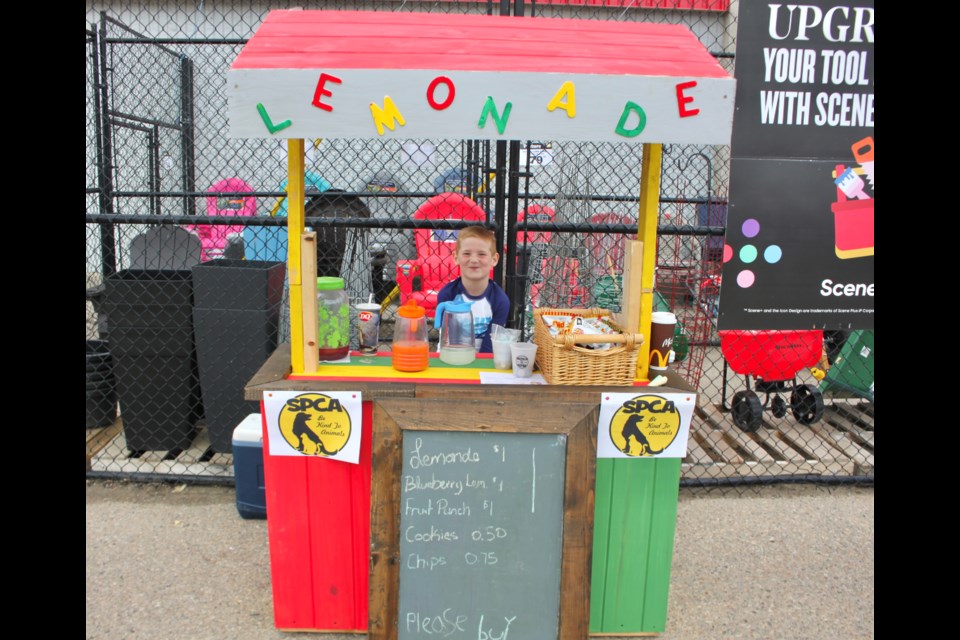 Cassius Grenier used his lemonade stand to raise money for the Bonnyville SPCA.
