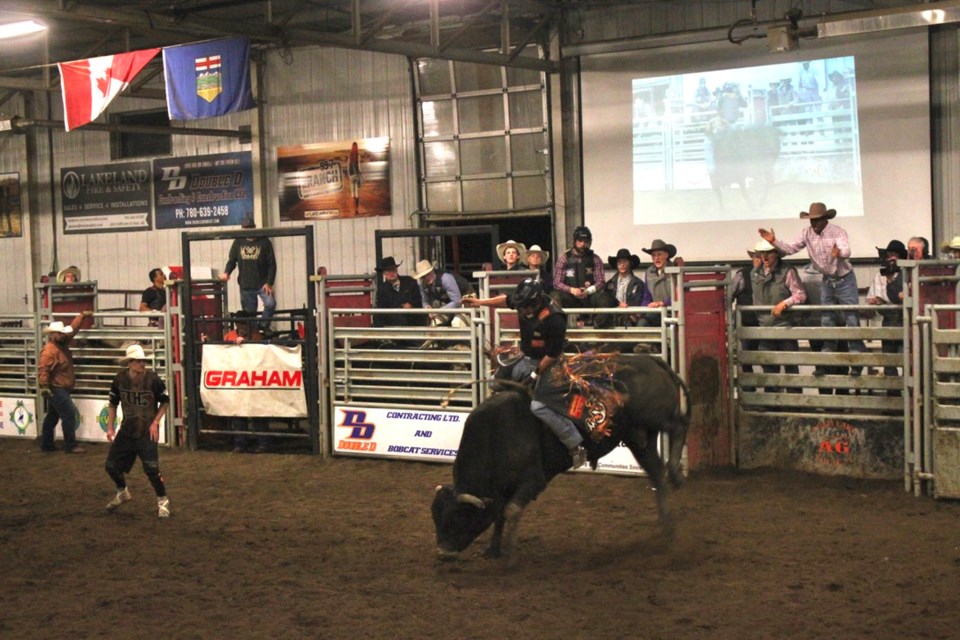 Bull rider Francisco Costa at the Cold Lake Bullarama.