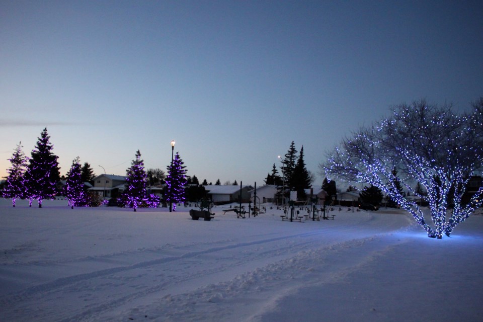 The Jessie Lake Trail offers Bonnyville residents a beautiful place for an evening walk (Though no one has braved the outdoor gym equipment)