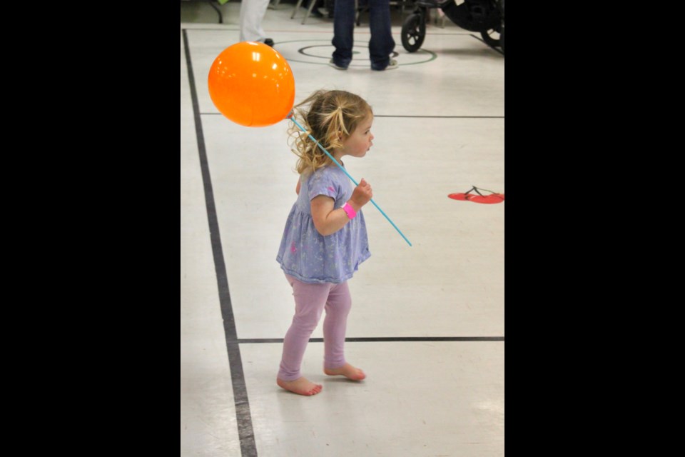 The balloons were a big hit at Easter at the Hall in Cherry Grove. Rosalie Pottelberg certainly got her enjoyment out of hers.