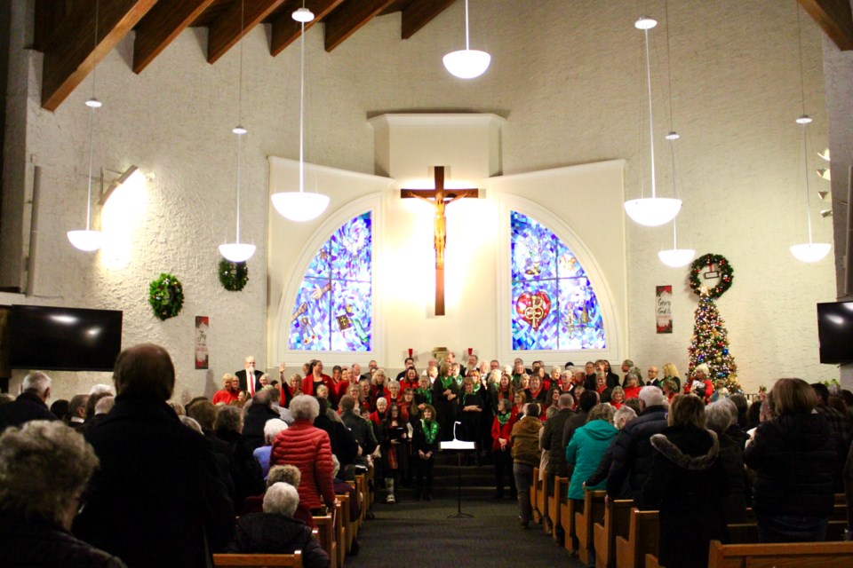 At the end of the Annual Christmas Choir Festival in Bonnyville, the Choirs all came together to sing a finale, receiving a standing ovation. 