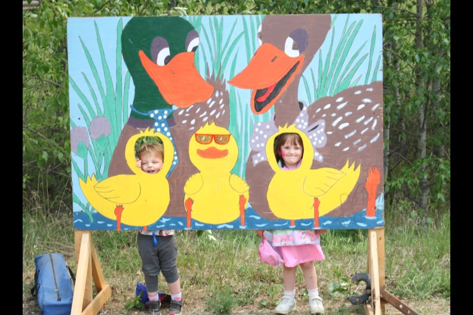 Max and Piper Kroetsch had some fun posing at Ardmore School's annual Duck Race event.
