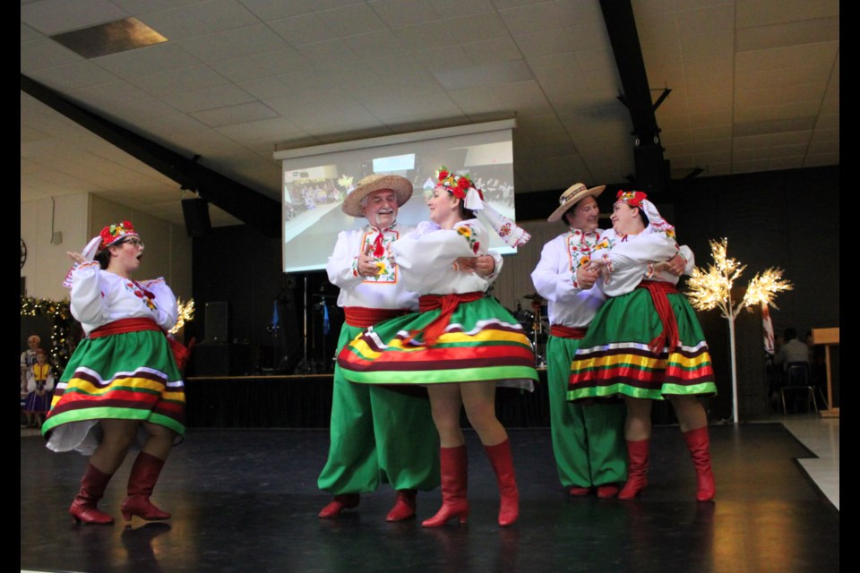 The Glendon Shevchenko Ukranian Dance Club gave a theatrical performance during their 51st annual Zabava event. from the left: Krysten Kwiatkowski, Ken Pshyk, Jessica McGinley, Cody Taranko, and Bailey Hadland.