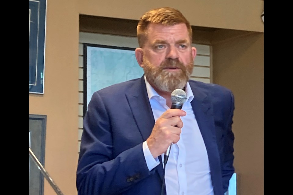Brian Jean speaking about local and provincial issues at recent luncheon in Lac La Biche County.