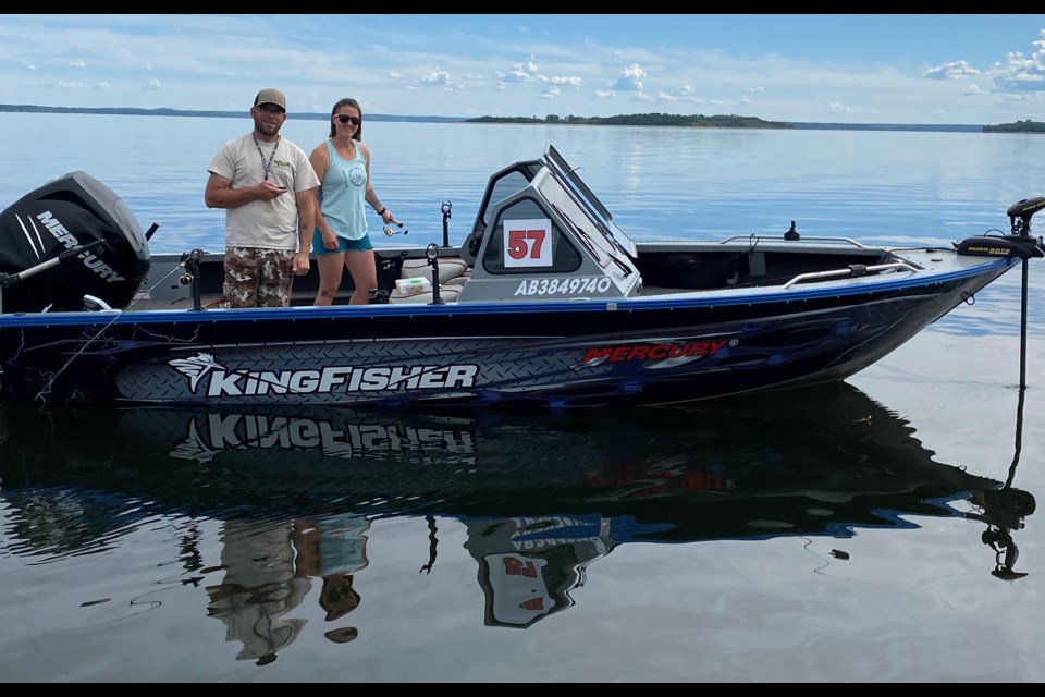 Lac La Biche residents Chad and Marlee Brownlie compete in the inaugural La Biche Walleye Cup against seven other teams in the mixed division. 