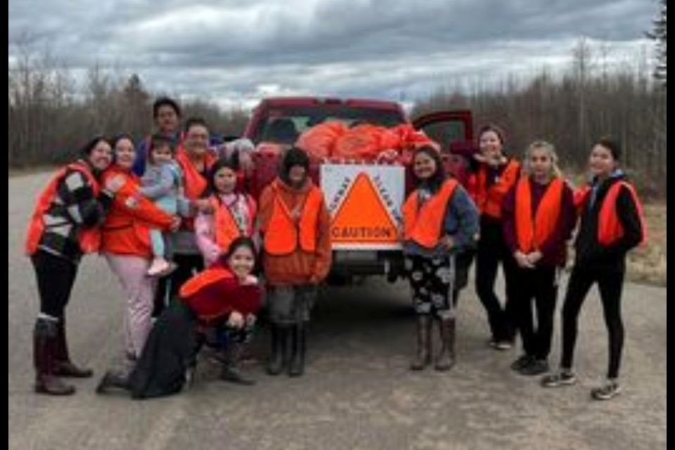 A crew from Buffalo Lake Metis Settlement along Highway 855 during the recent Highway Clean Up weekend