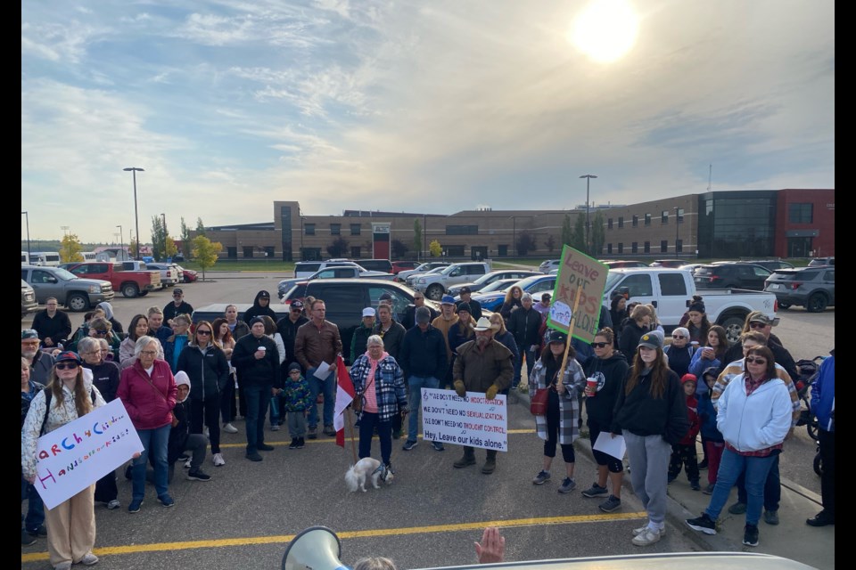 About 200 people gathered at the Cold Lake Energy Centre and made their way to City Hall under the banner of the 1 Million March 4 Children on Sept. 20. The rally was to protest how information on gender identity and sexual orientation is being introduced in K-12 schools across Canada. 