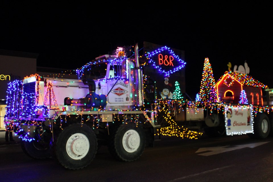 Glowing many different colours, three B&R Eckel's truck made their way down main street on Saturday night.