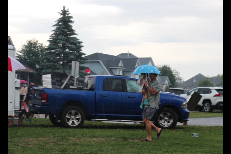 The Town of Bonnyville's Party in the Park ended early on Canada Day following the arrival of lightening, thunder and heavy rains that blew in hours after the community event began.